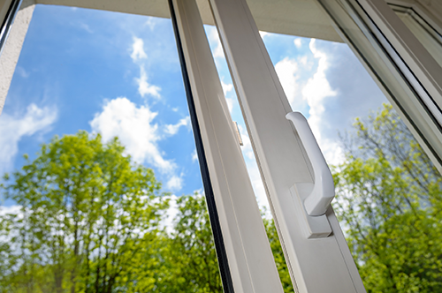 Closeup of a sliding open window