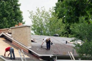Roofers installing a new roof
