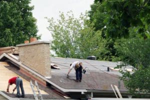 Roofers installing a new roof