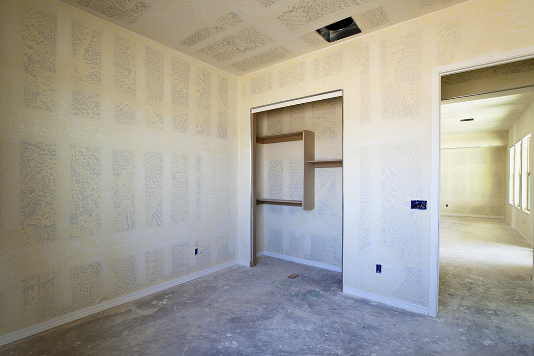 Drywall construction of a bedroom