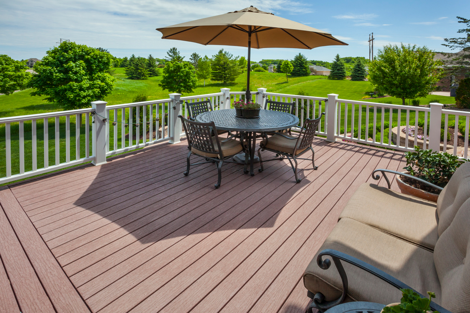 deck-vinyl-railing-patio-furniture-496974781 View of new deck with vinyl furniture